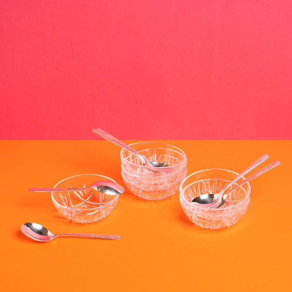 Vintage Crystal Berry Dessert Bowls & Vintage Spoons - Sarah Urban