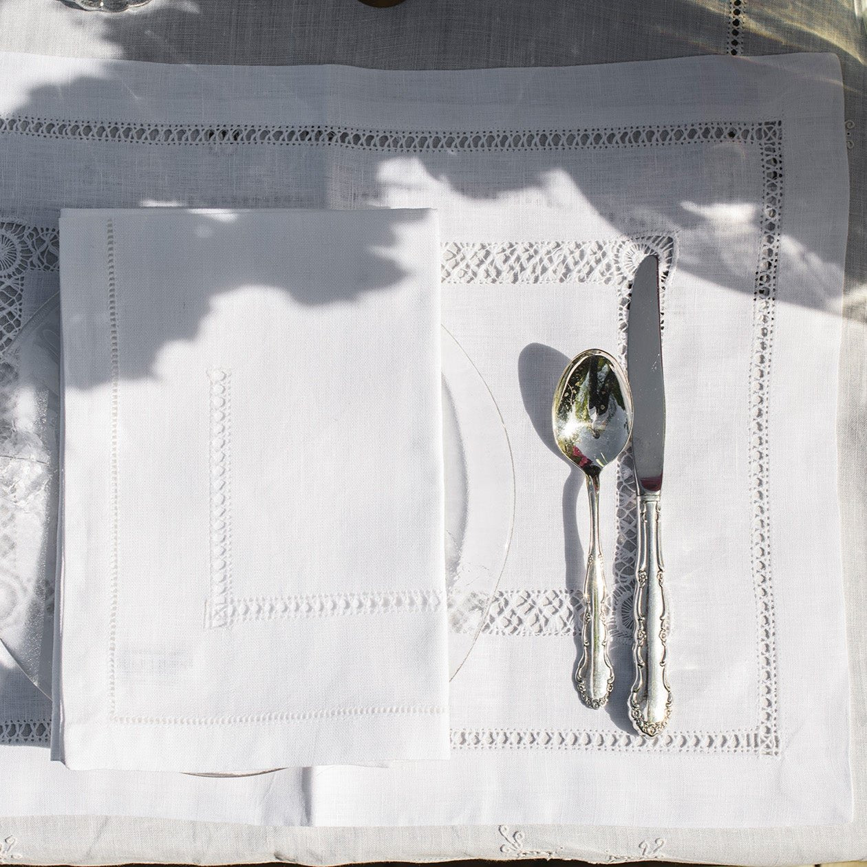 French Hemstitched Linen - Runner  /  Table Mats  /  Napkins - Sarah Urban