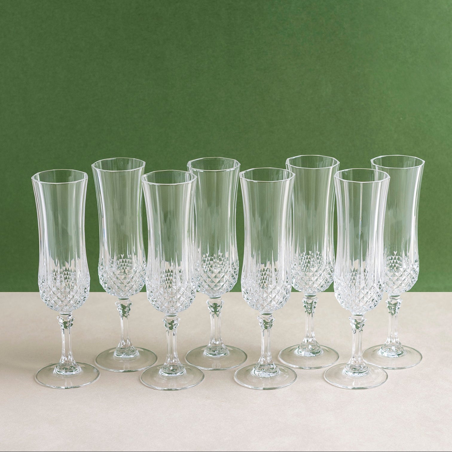 Vintage Diamond Flutes Set of 8