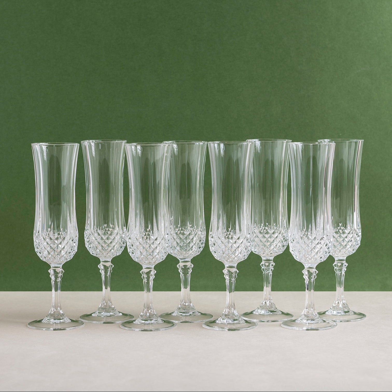 Vintage Diamond Flutes Set of 8