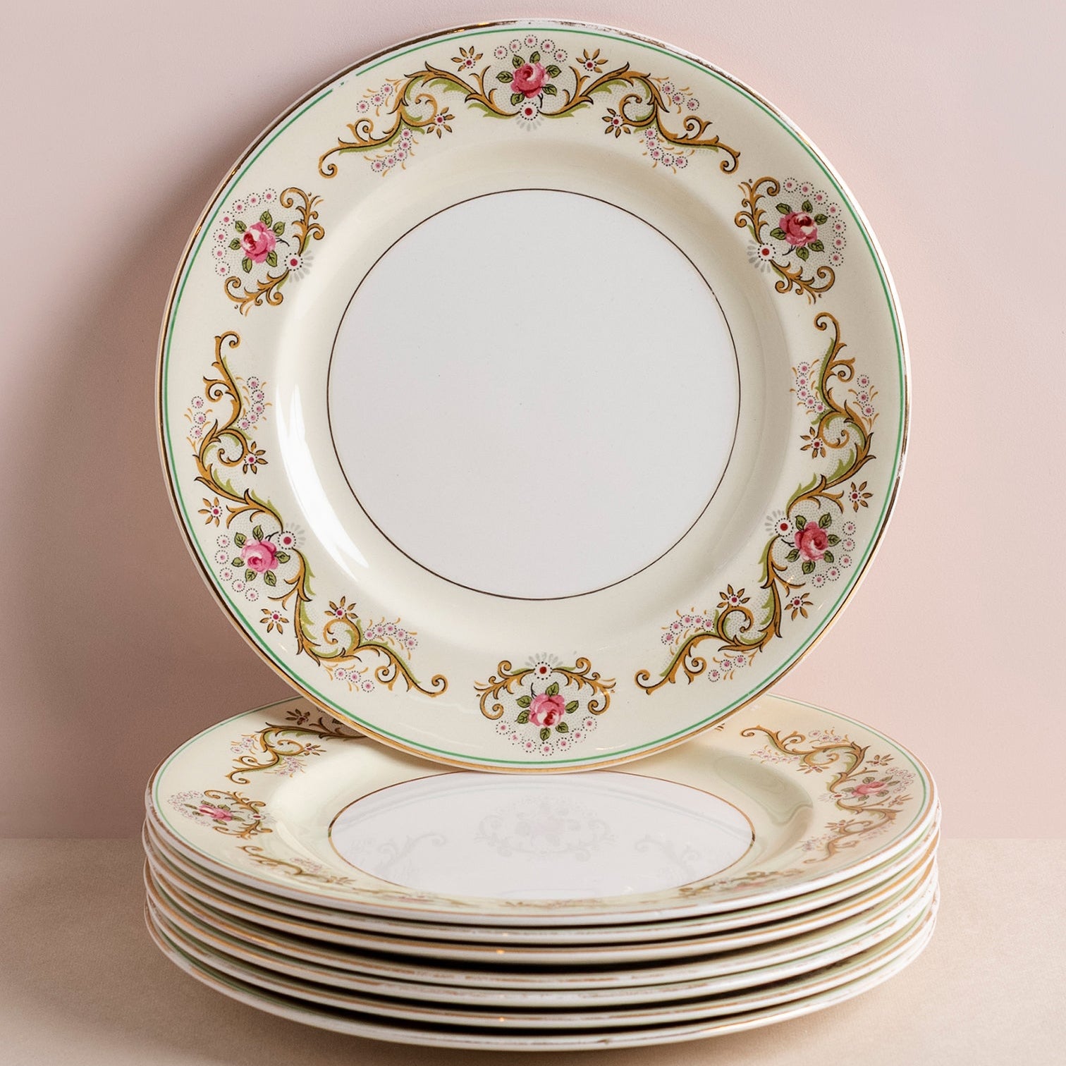 Vintage Gilded Scroll Dinnerware