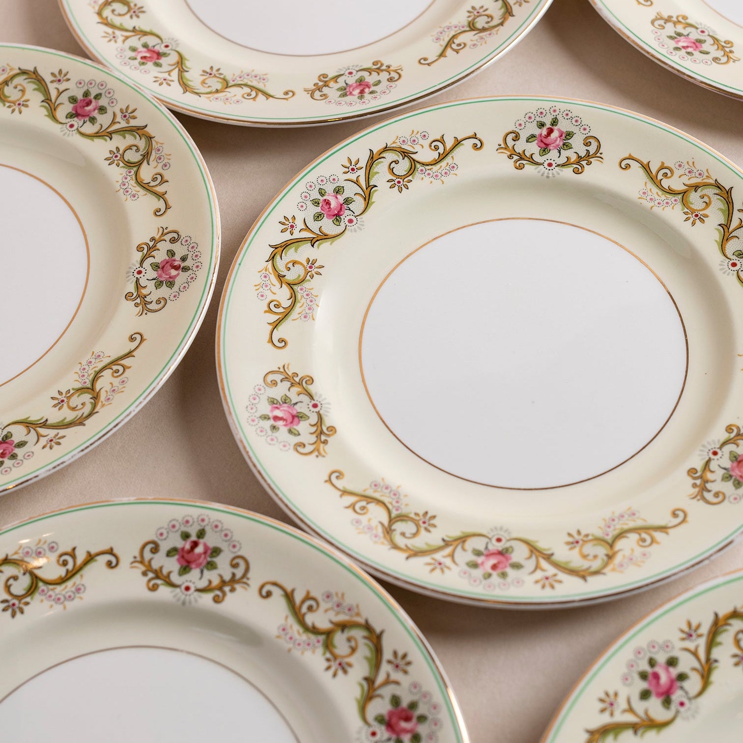 Vintage Gilded Scroll Dinnerware