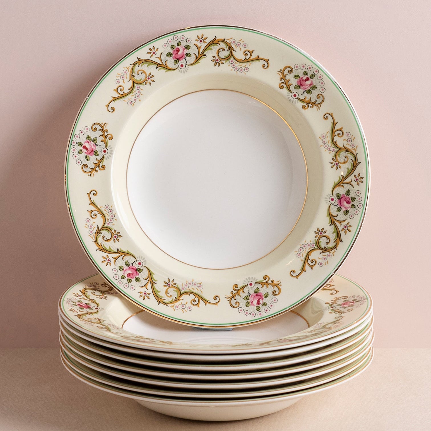 Vintage Gilded Scroll Dinnerware
