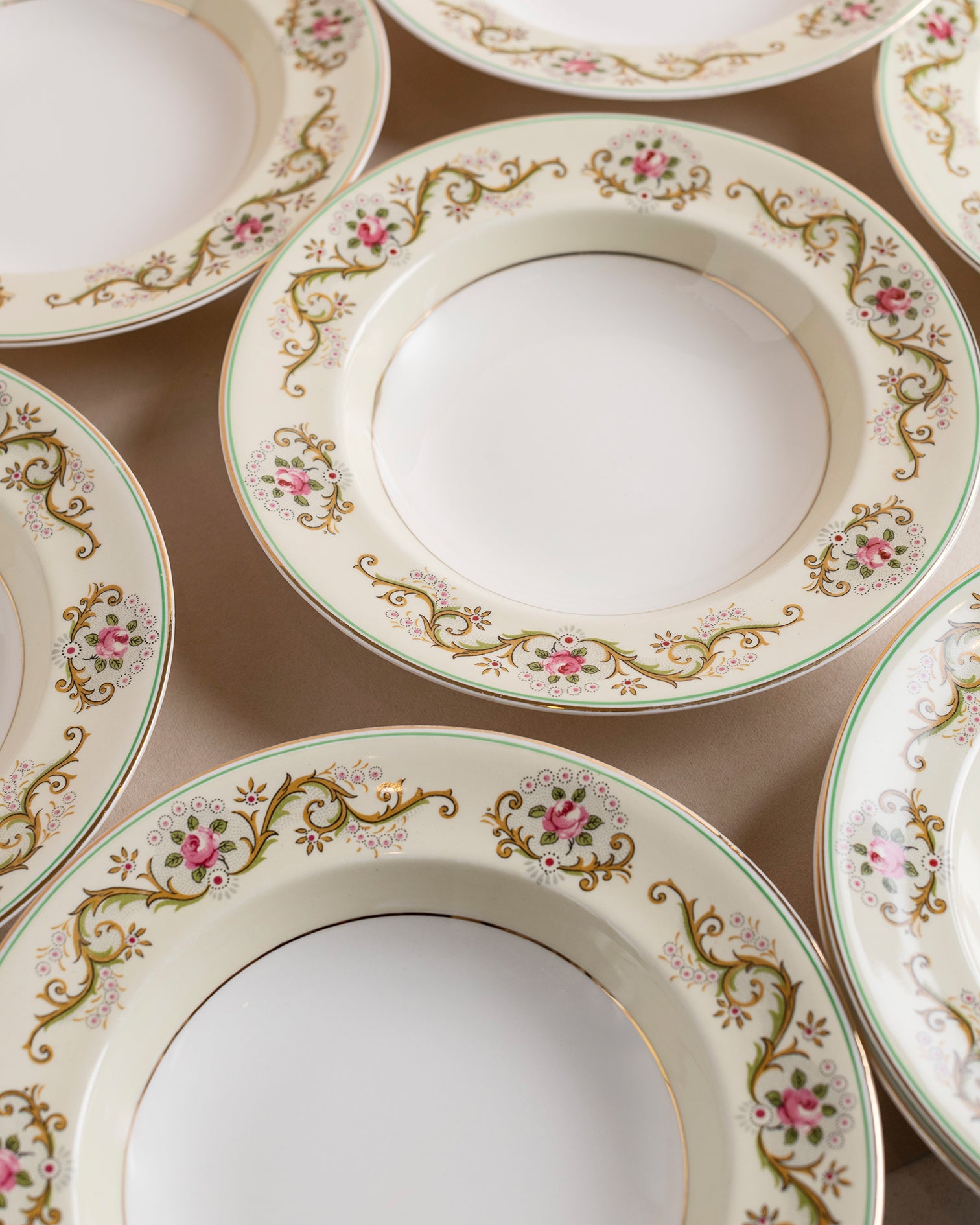 Vintage Gilded Scroll Dinnerware