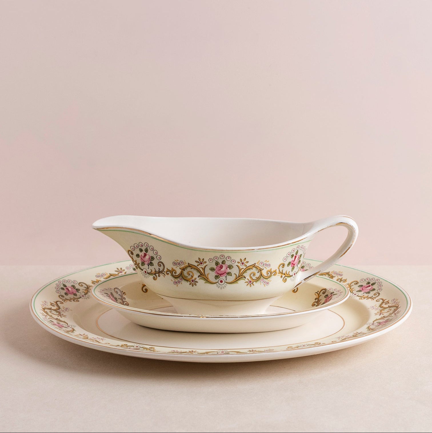 Vintage Gilded Scroll Dinnerware