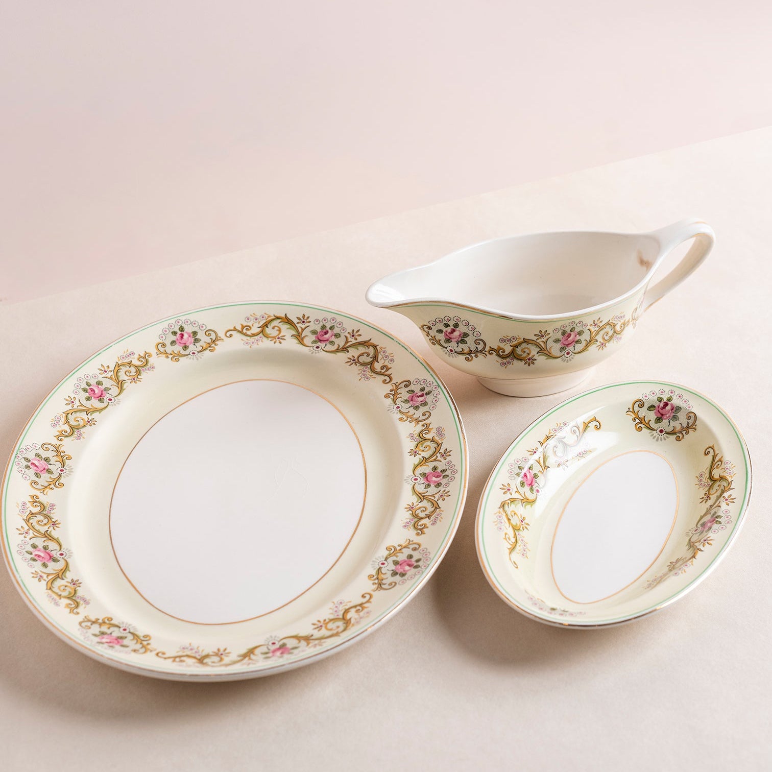 Vintage Gilded Scroll Dinnerware
