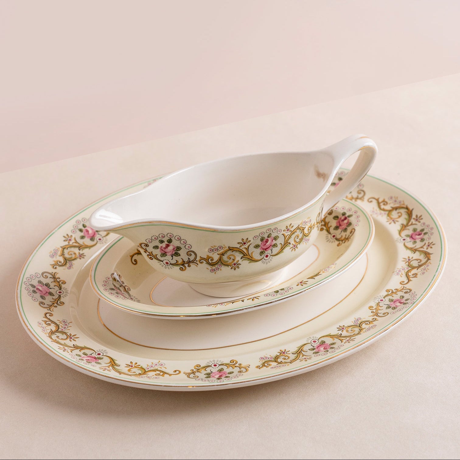 Vintage Gilded Scroll Dinnerware