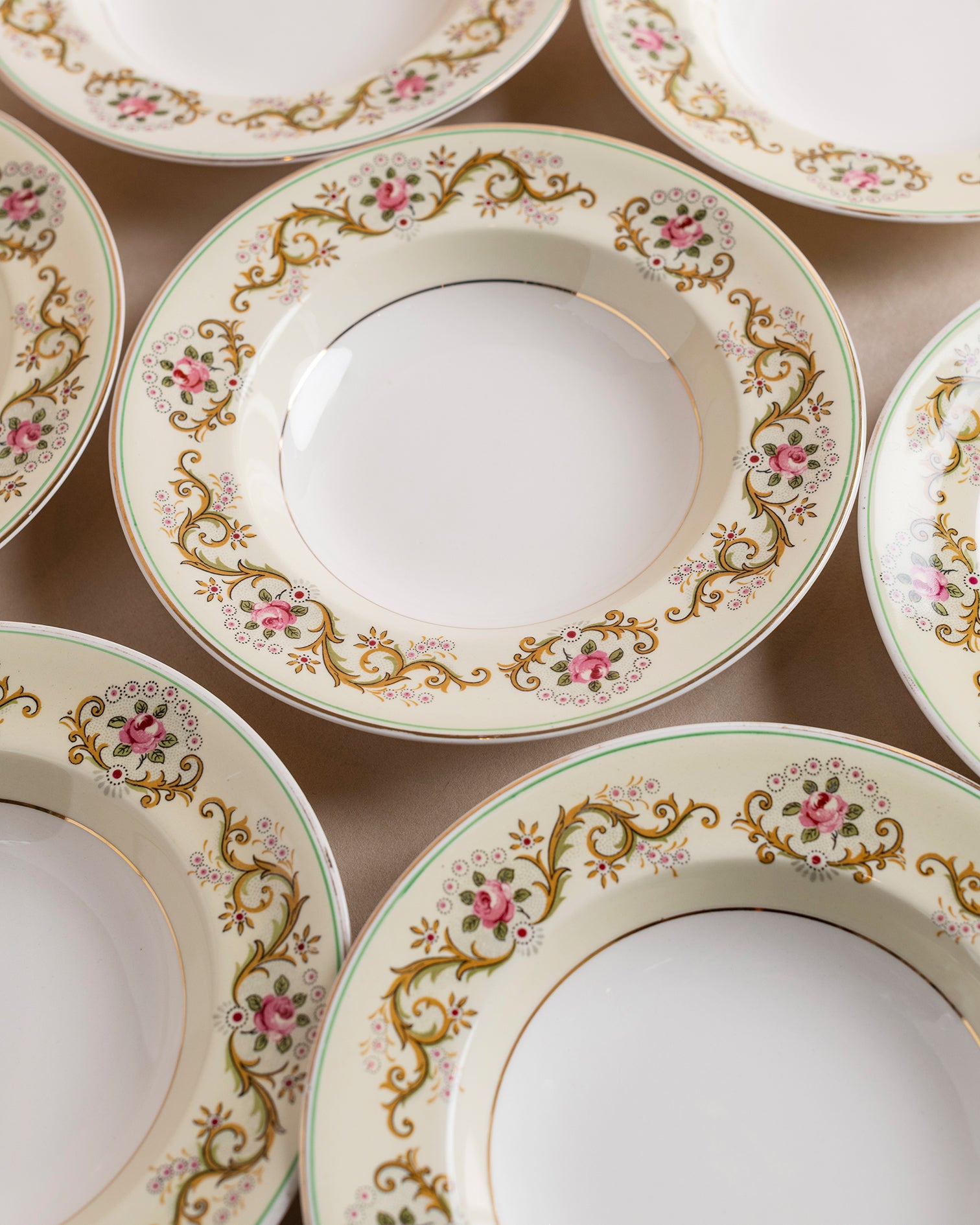 Vintage Gilded Scroll Dinnerware