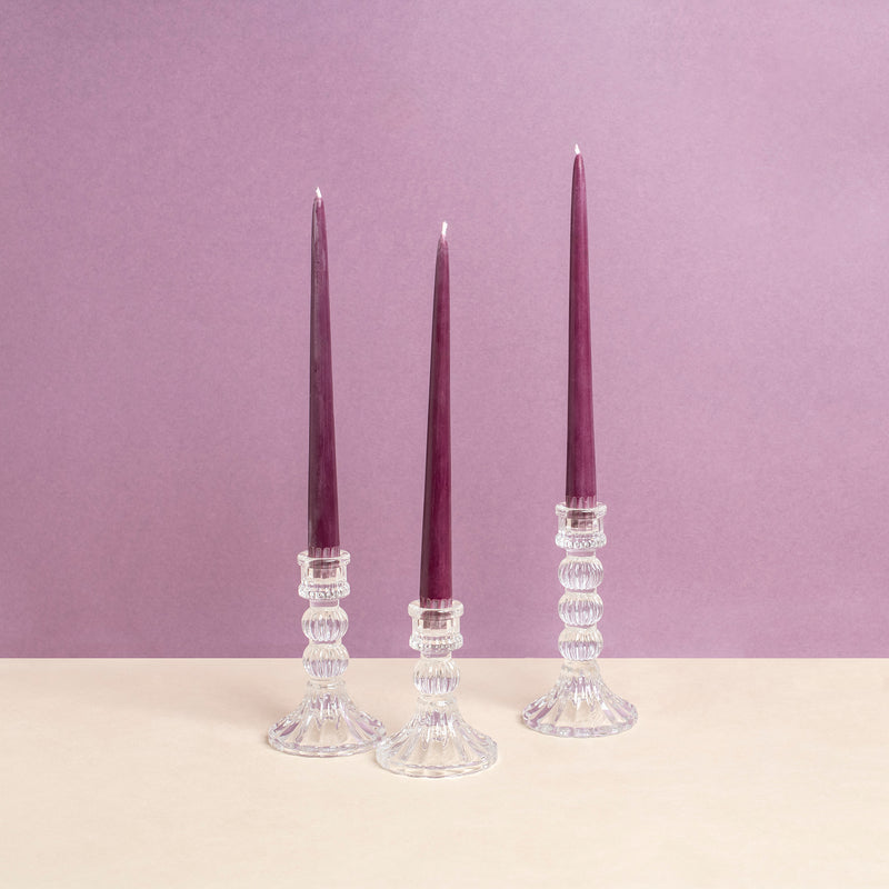Plum Taper Candle - 25cm - Pack of 4