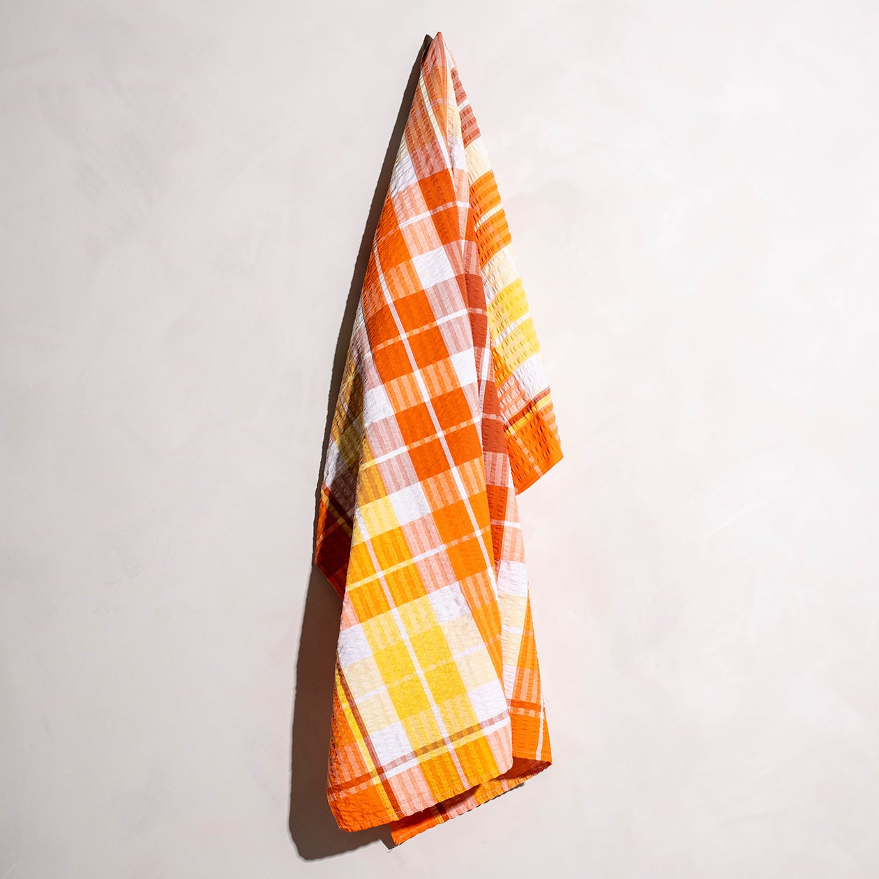 Vintage Orange and Yellow Check Seersucker Tablecloth - Sarah Urban