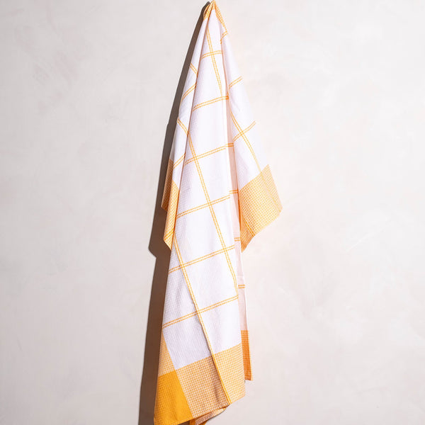 Vintage White and Yellow Check Tablecloth - Sarah Urban