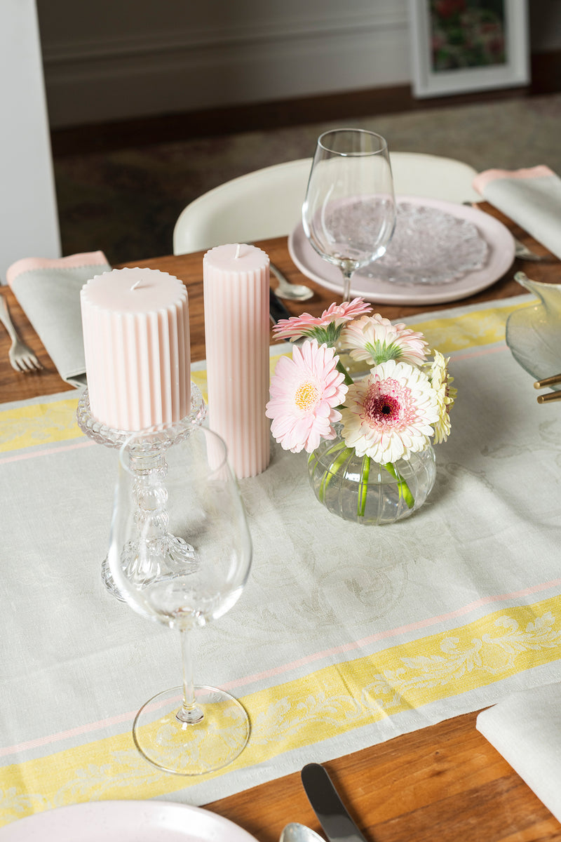 Pastel Damask Hem Stitched Table Runner