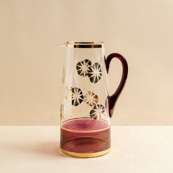 Vintage Pink and Gold Glass Jug