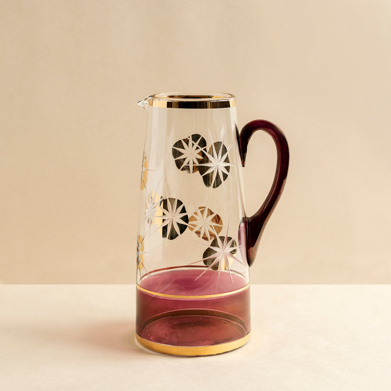 Vintage Pink and Gold Glass Jug