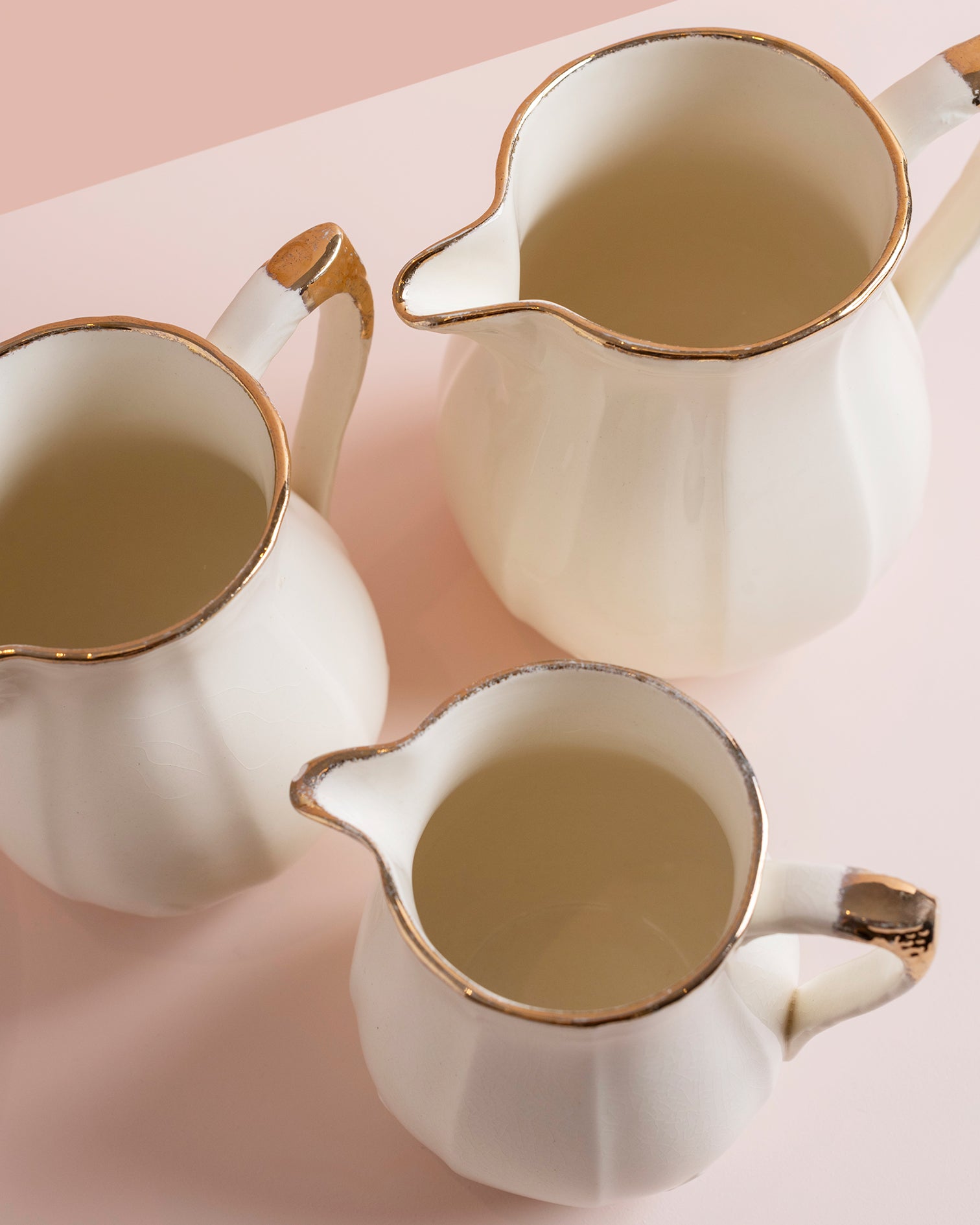 Set of 3 Vintage Cream Ceramic Jugs
