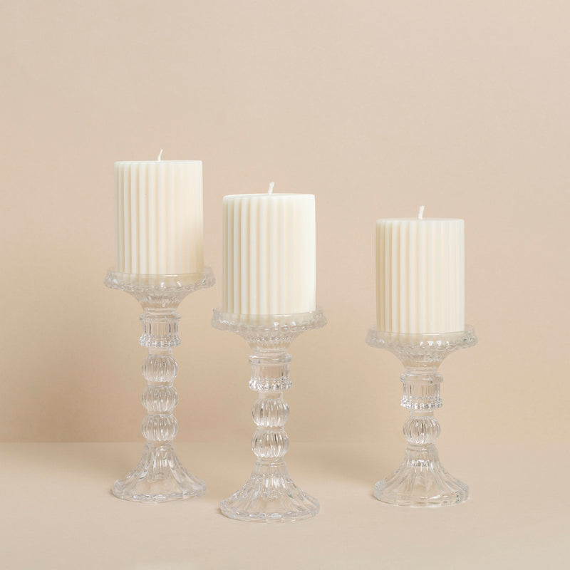 Ivory Fluted Pillar Candle 7x10cm