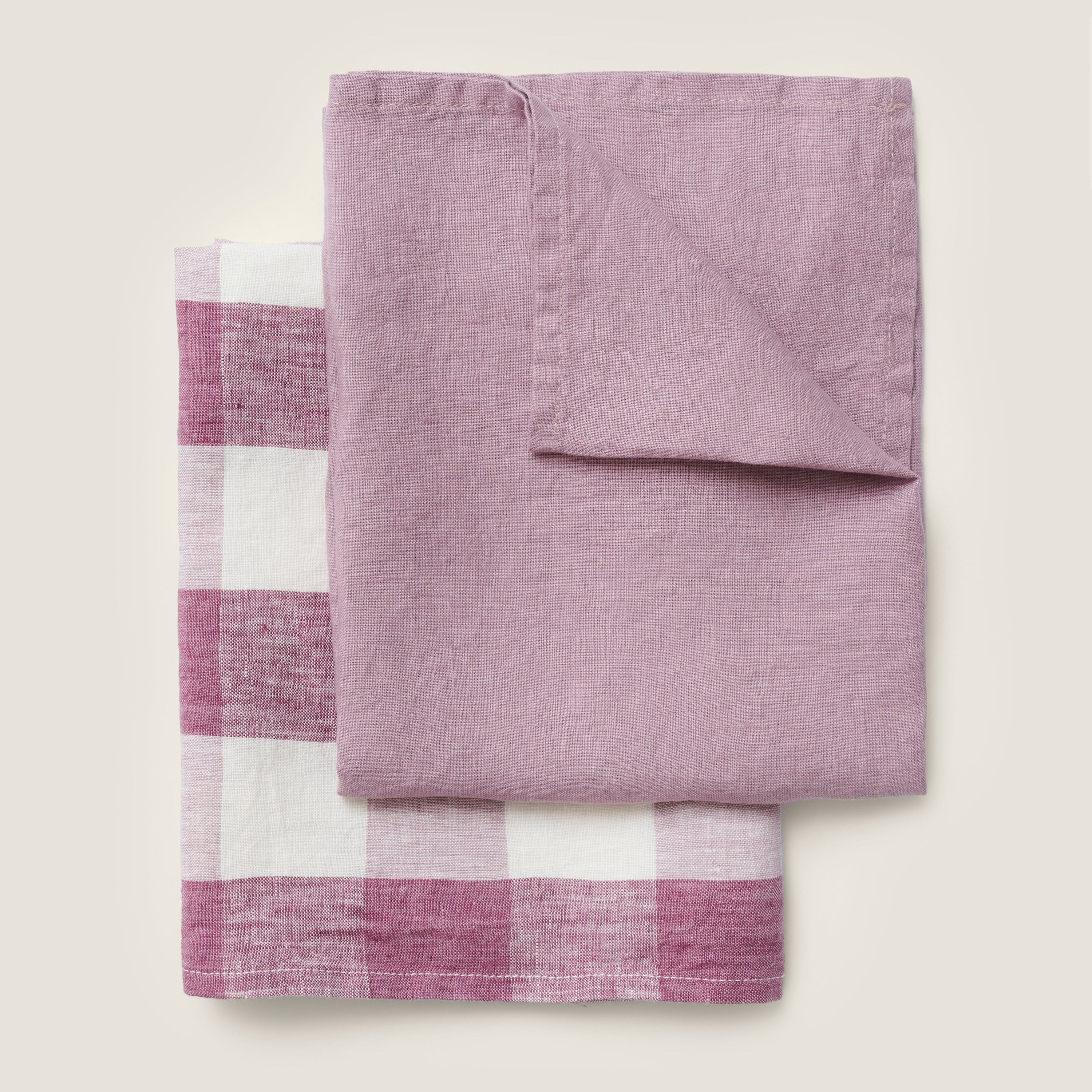 Tea Towel Set  in Lavender Check - Set of 2 - Sarah Urban
