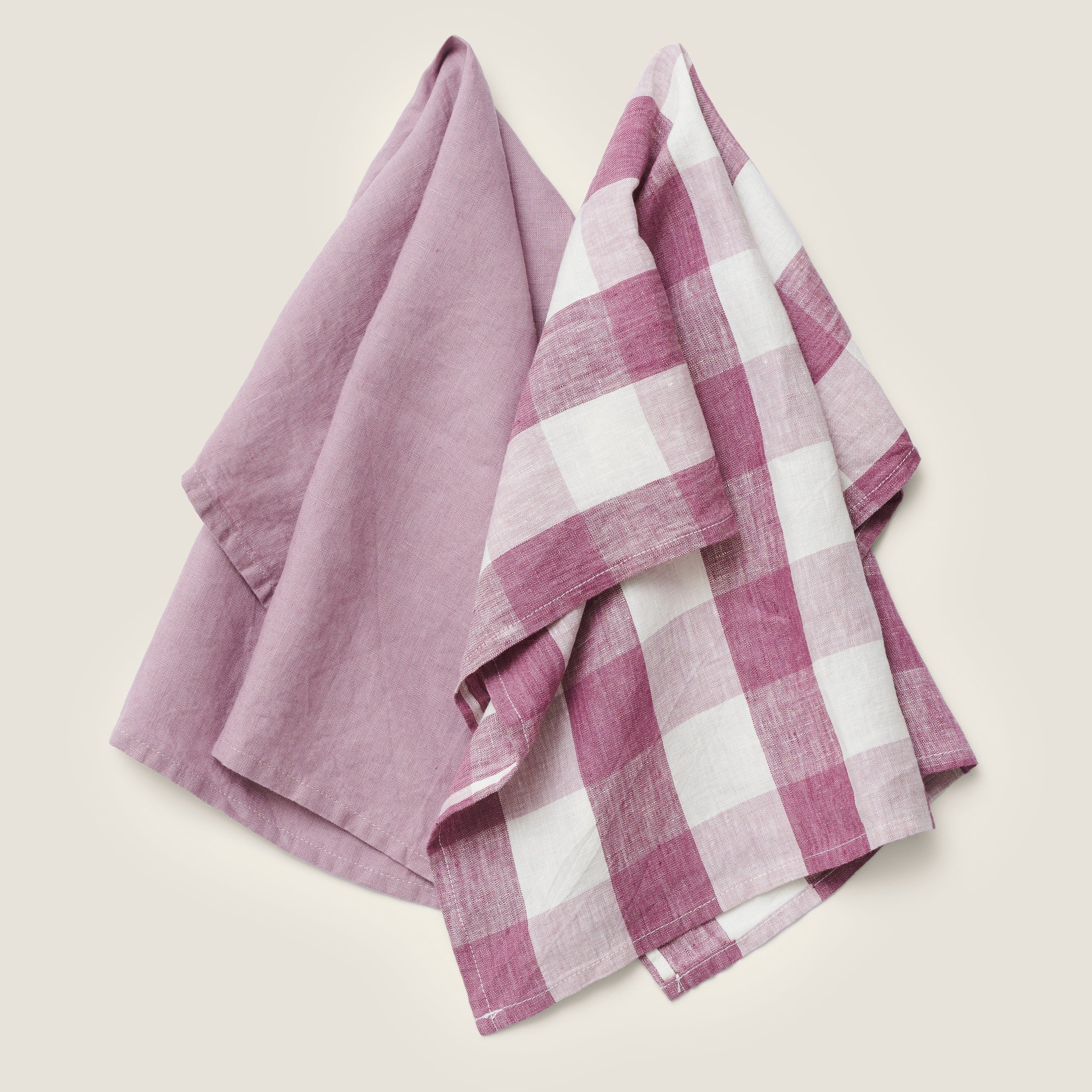 Tea Towel Set  in Lavender Check - Set of 2 - Sarah Urban