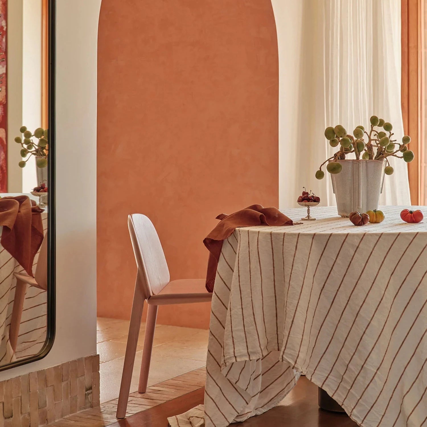Tobacco Stripe Linen Tablecloth - Sarah Urban