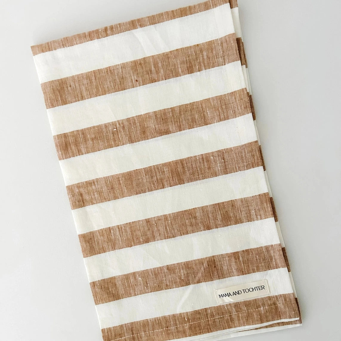 Toffee Stripped Linen Tea Towel