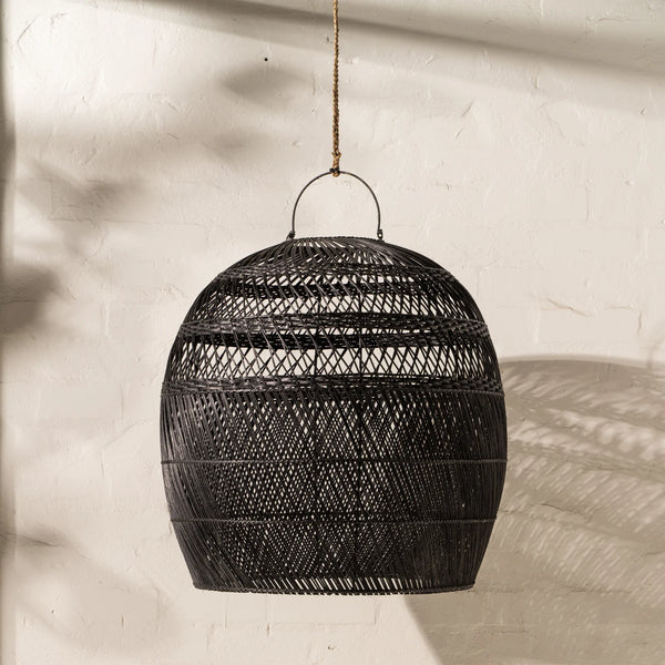 Black Rattan Oversized Light Shade