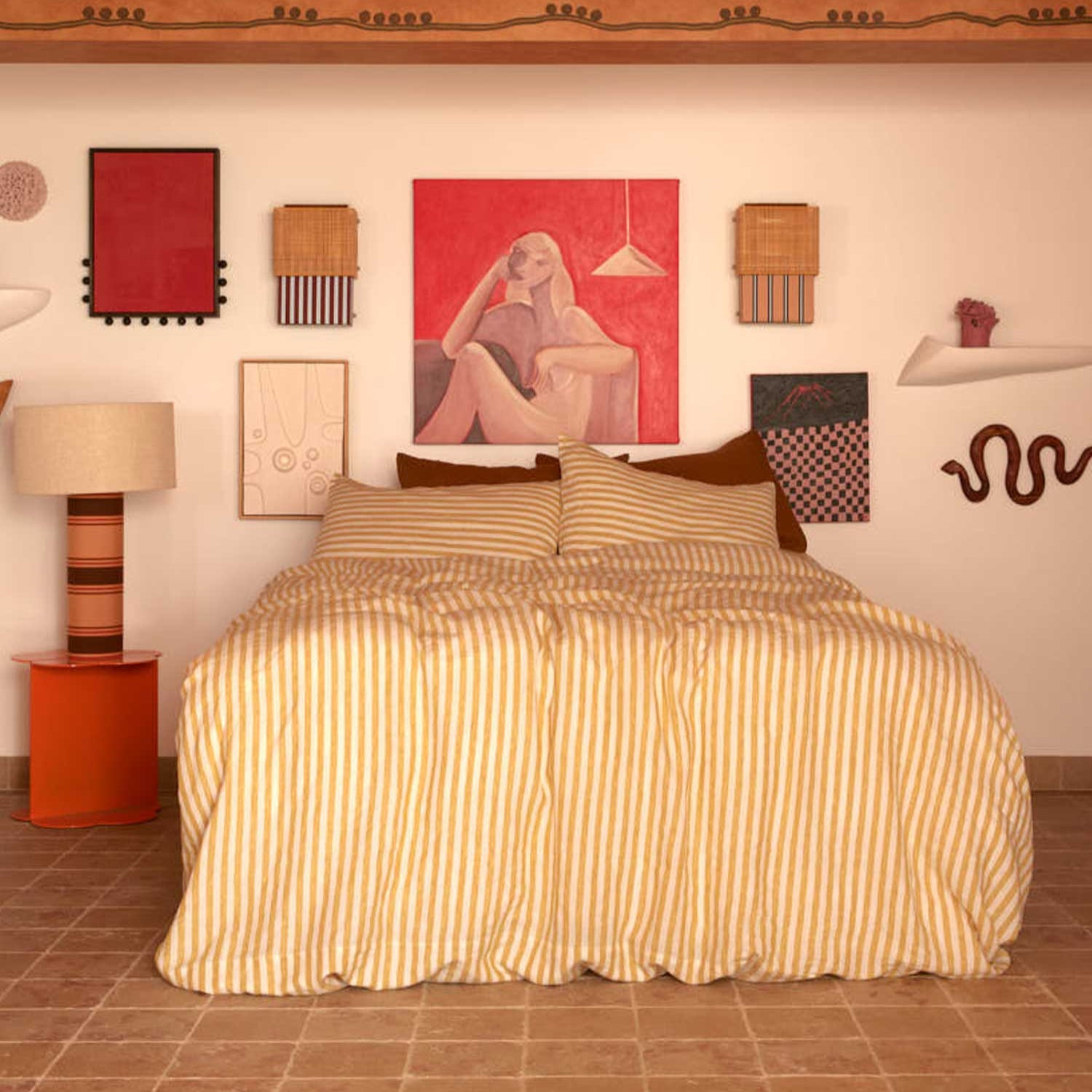 Yellow Stripe Linen Duvet Cover - Sarah Urban