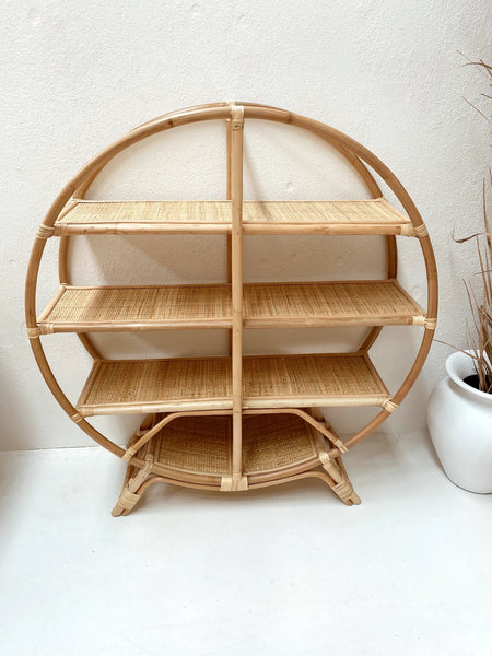 Hand Made Rattan Circular Bookshelf - Medium | Sarah Urban