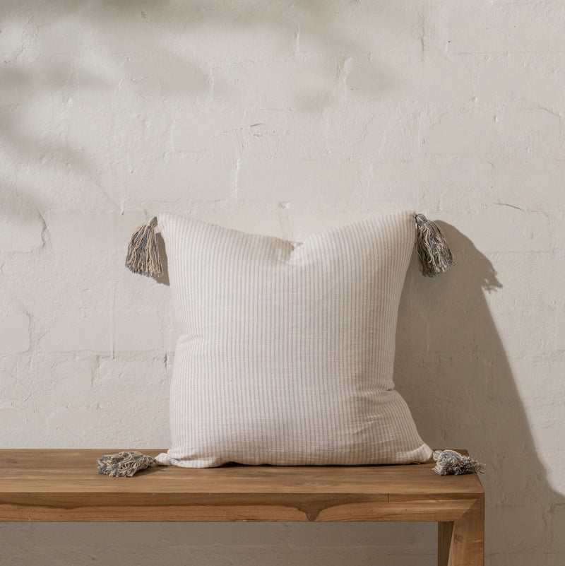 Striped Cotton Cushion with Tassels - Sarah Urban