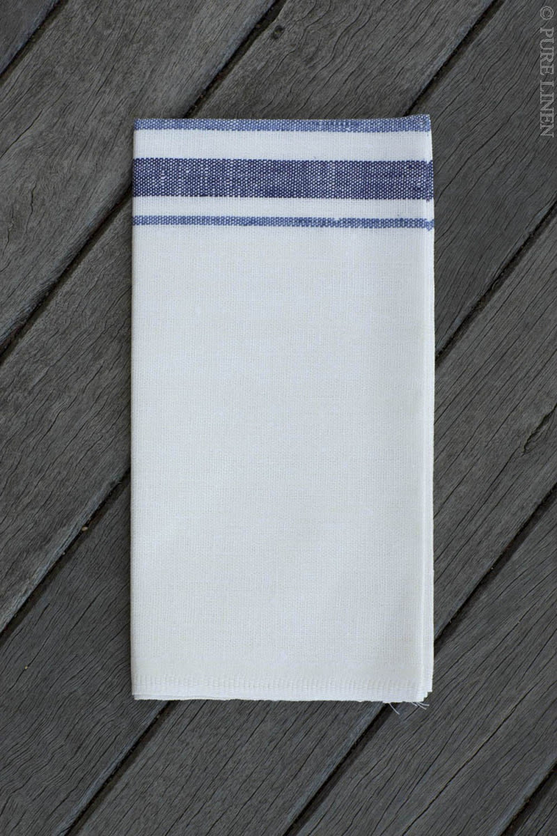 Blue and White Striped Linen Napkins 50 x 50  - set of 2 - Sarah Urban