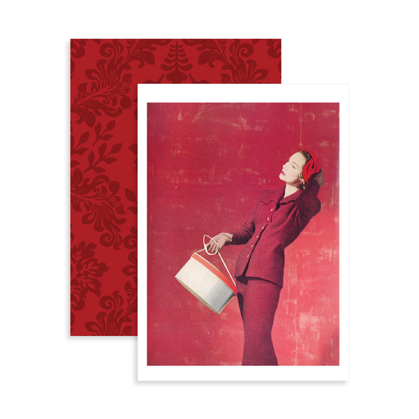 Vintage Print Cards - Lady in Red