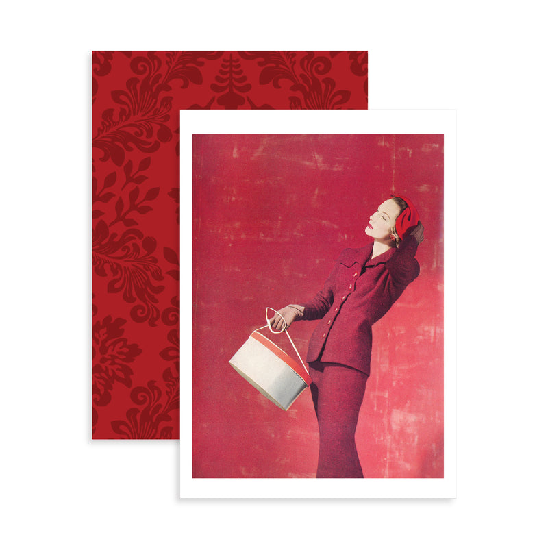 Vintage Print Cards - Lady in Red