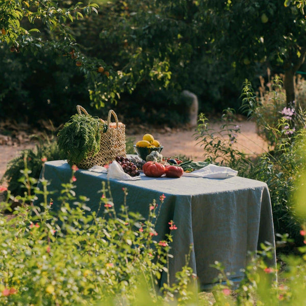 Aqua Linen Tablecloth