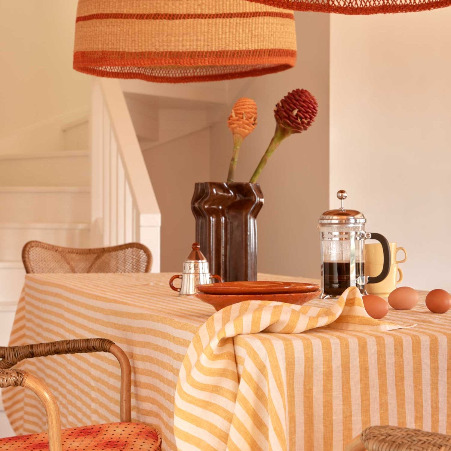 Yellow Stripe Linen Tablecloth - Sarah Urban