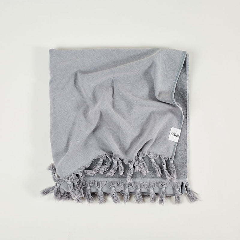 Vintage Wash Cotton Bath Sheet / Hand Towel in Pale Grey - Sarah Urban