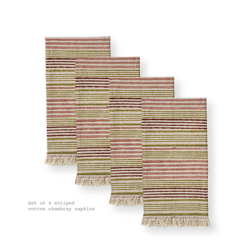 Set of 4 Striped Napkins - Sarah Urban