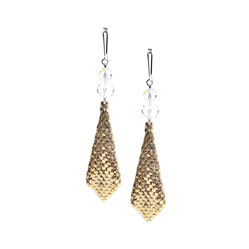 Crystal and Gold Glomesh earrings - Sarah Urban
