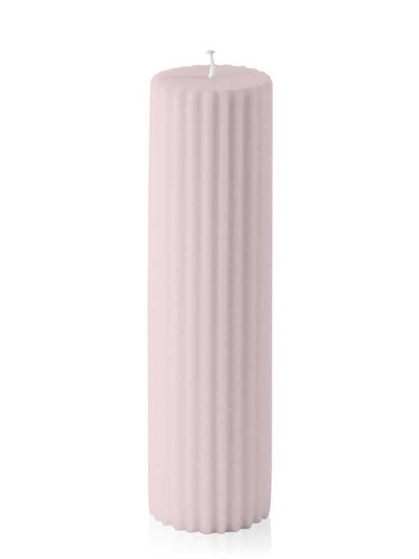 20cm Antique Pink Fluted Pillar Candle - Sarah Urban