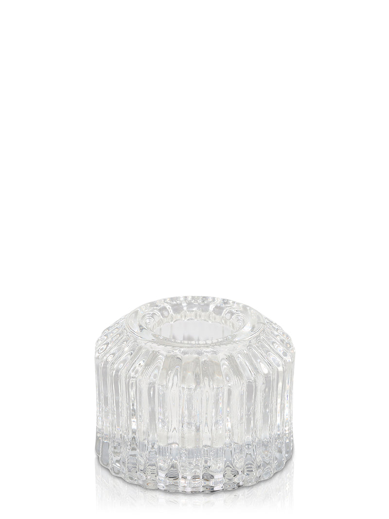 Clear Reed Glass Taper Candle Holder - Sarah Urban