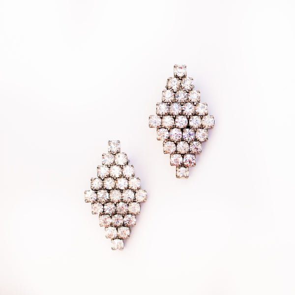 Vintage diamond shaped rhinestone earring - Sarah Urban