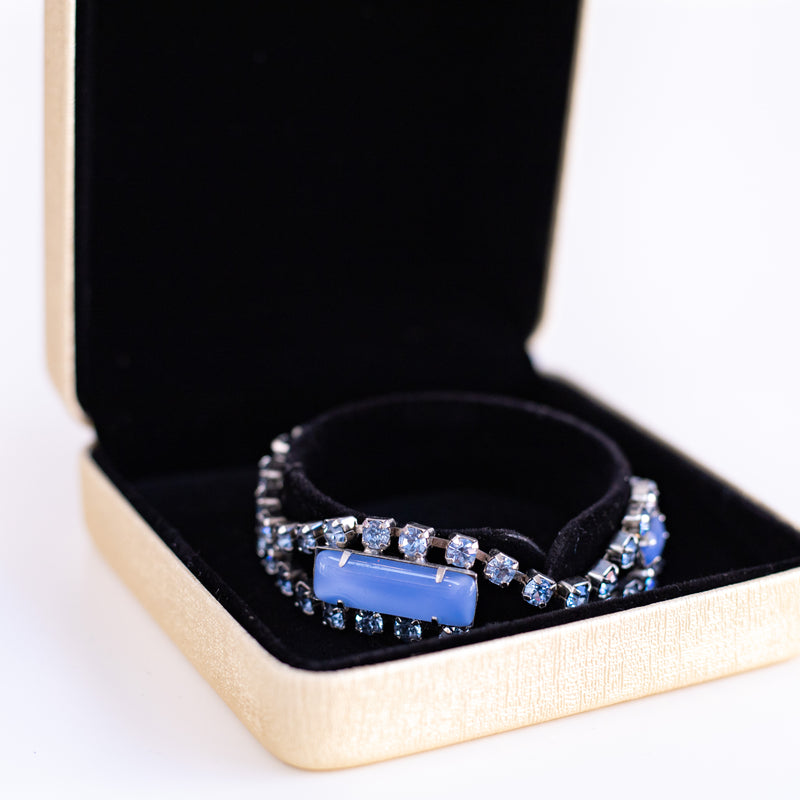Vintage blue thermoset and rhinestone bracelet - Sarah Urban