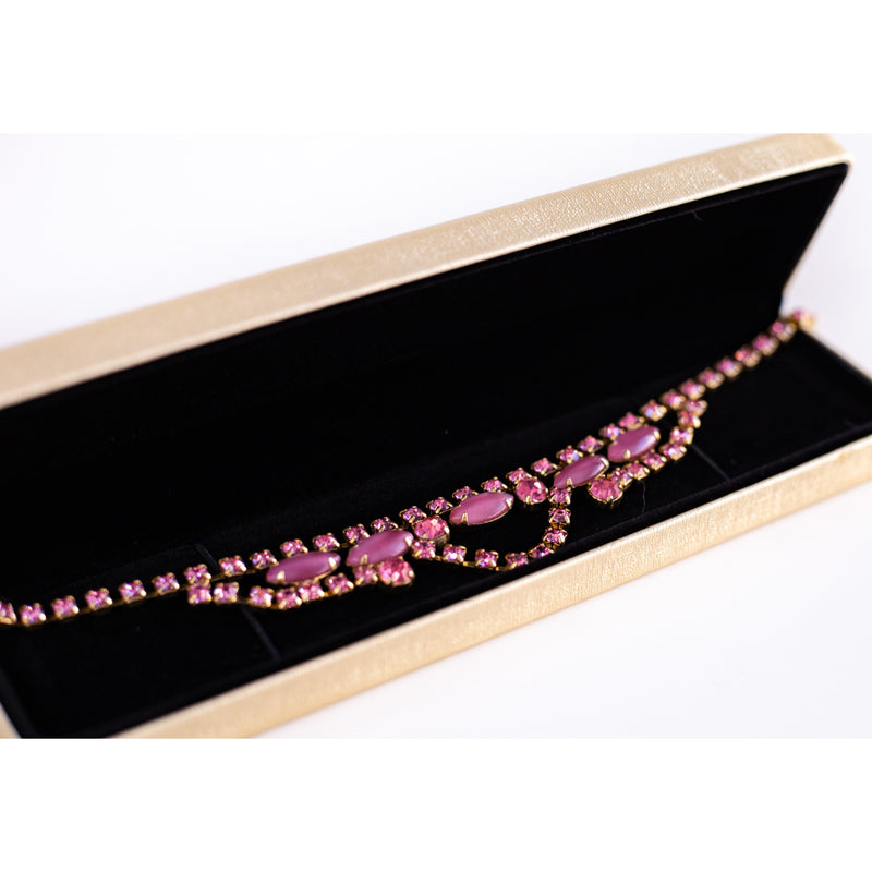 Vintage pink thermoset and rhinestone necklace - Sarah Urban
