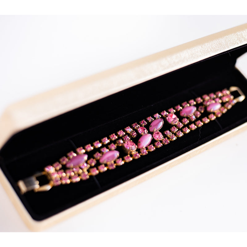 Vintage pink thermoset and rhinestone bracelet - Sarah Urban