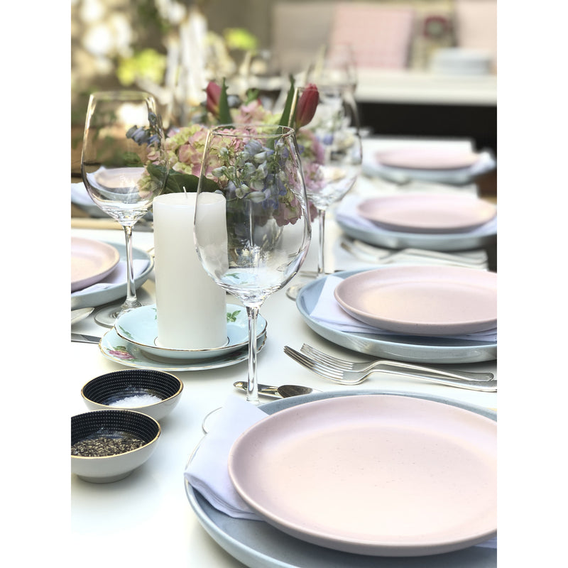 Pastel Dinner Perfection - table setting for 8 - Sarah Urban