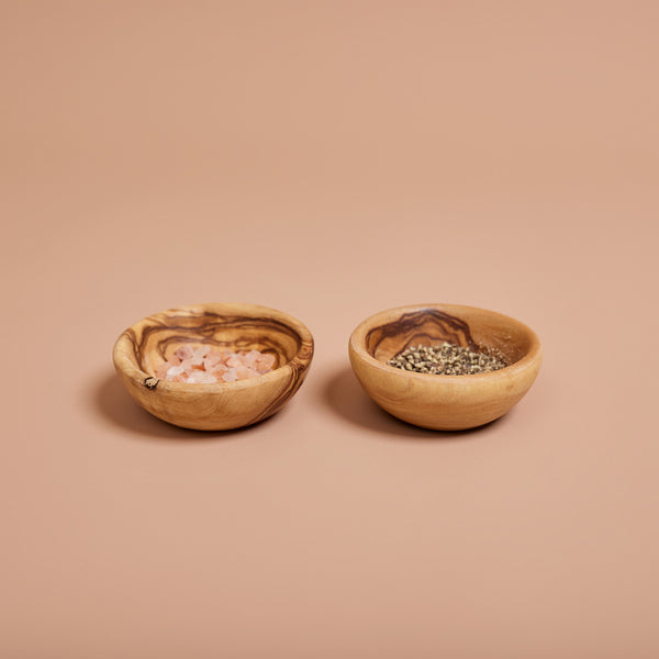 Olive Wood Salt and Pepper Bowls - Set of 2 - Sarah Urban