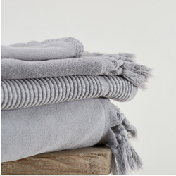 Vintage Wash Cotton Bath Sheet / Hand Towel in Pale Grey - Sarah Urban