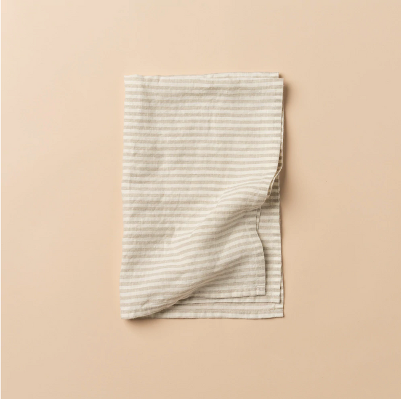 Natural strip Linen Tea Towel - Sarah Urban