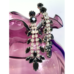 Vintage black onyx and crystal earrings - Sarah Urban