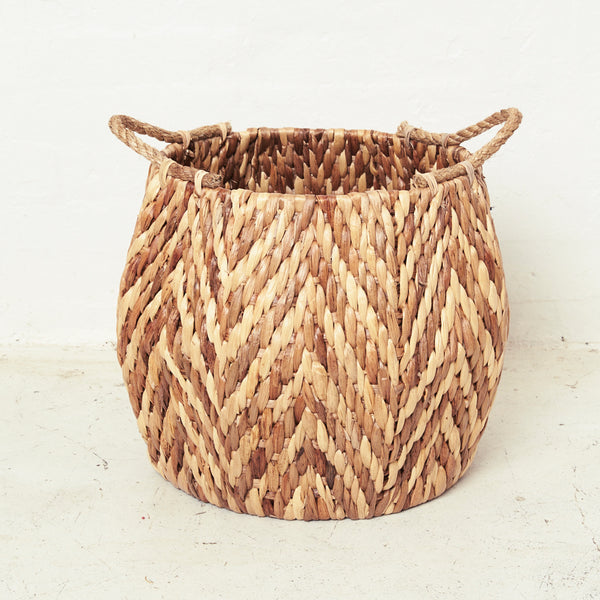 Waterhyacinth Hexagonal Basket with Rope Handles - BACKORDER - Delivery Mid October - Sarah Urban