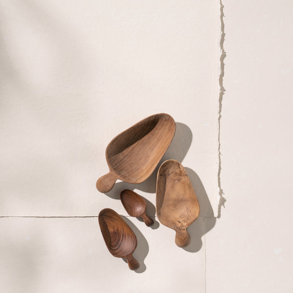 Set of 4 Recycled Timber Scoops - Sarah Urban